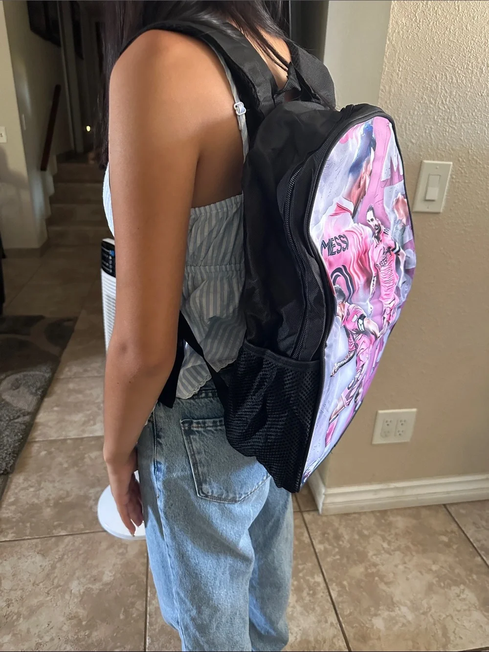 Youth MESSI Pink Soccer Graphic Backpack